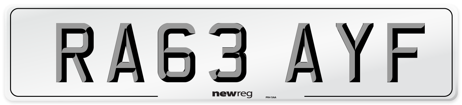 RA63 AYF Number Plate from New Reg